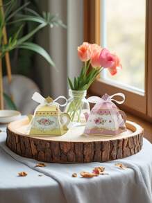 5pcs Tea Party Gift Box, Vintage Floral Teapot Box, Flower Tea Party Gift Box, European Candy Box, Teapot Candy Box, Tea Party Decoration, Suitable For Afternoon Tea Time, Garden, Bride's Wedding, Birthday, Party