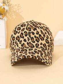 1 Pc Women Fashion Leopard Print Cute Decorative Baseball Cap, Multicolor, Suitable For All Seasons