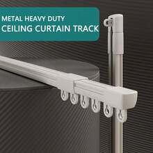 天花板窗帘轨道-39.37英寸-196.85英寸可调节长度窗杆轨道窗帘轨道系统，金属重型窗帘轨道，适用于淋浴间、房间隔断、办公室、家居装饰