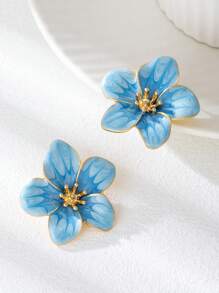 1 Pair Handpainted Enamel Drippy Tulip Design Gold-Tone Earrings, Great Gift For Daily Wear, Holidays, Birthdays, Mother's Day, For Girlfriend Or Daughter