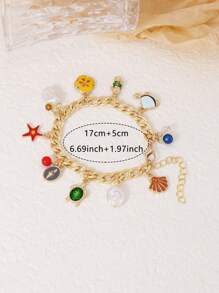 1 pieza de Collar con dije de tortuga marina, estrella de mar, concha, caballito de mar y perla falsa, adecuado para usar en fiestas de playa de verano para mujeres