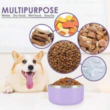 New-15  Dog Bowl For Food And Water, 40 Oz Stainls Steel Pet Feeding Bowl,  Non-Skid Insulated Heavy Duty  Rubber Bottom For Medium Lar Dogs (40 Ounc/5 C, Light Purple) - 淺紫色 40 盎司 - 查看 8