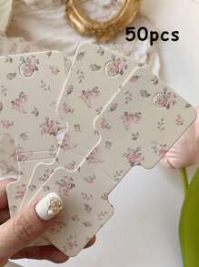 20/50/100pcs Flower Jewelry Display Cards Pink Yellow Floral Necklace Display Card Packaging Bracelet Making Kit Jewelry Organiser Retail Store Labels For Small Business Supplies