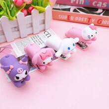 Sanrio Cute Sanrio Silicone Hello KittyKuromi Melody Jade Guigou Stapler Mini Portable Stapler, Student, Office,Send A Box Of Nails School Supplies,Back To School