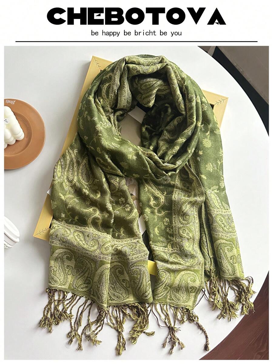 Classic Paisley Pattern Scarf For Women, Fashionable Cashew Print Neck Wrap/Shawl, Suitable For Hair Decoration