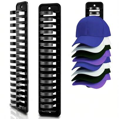 Soporte de pared adhesivo para gorras - Soporte para gorra de béisbol, diseño de soporte para gorra minimalista, soporte para gorra fijo y resistente, almacenamiento de gorras en la pared, decoración de habitación (negro)