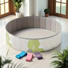 1pc Portable Non-Inflatable Easy Set-Up Swimming Pool, Outdoor Summer Courtyard Water Play Pool, Composite Board Round Family Relaxing Fun Pool, Ball Pit - Multicolor - View 6