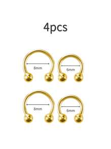 2/4/6 pièces Anneau de nez, anneau de septum, boucles d'oreilles en acier inoxydable BCR pour cartilage, faux piercing d'oreille circulaire, tragus, bijoux de corps en forme de fer à cheval