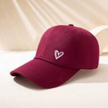 1 Stück Unisex Y2K Stil weiße Herz-bedruckte Baseballkappe, verstellbare Größe, atmungsaktiv & modisch für den täglichen Lässig-Stil