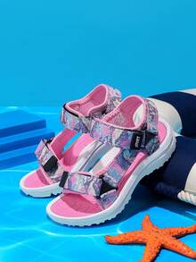 女宝宝春夏低帮运动凉鞋，涂鸦印花鞋面，可爱百搭，双层防滑耐磨大底，适合沙滩、度假、运动