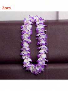 2/6/12 Piezas a Granel de Guirnaldas Hawaianas, Collares de Guirnaldas Tropicales Coloridas para Adultos, Decoraciones y Recuerdos para Fiesta Hawaiana en la Playa