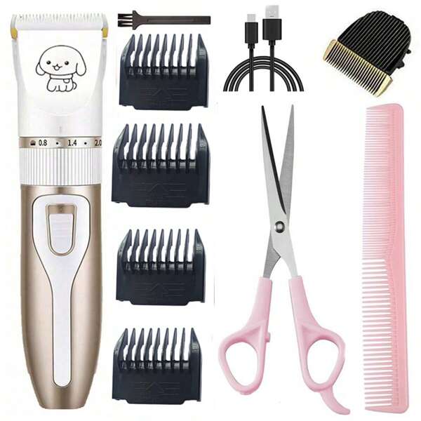 1pc White Type-C Charging Pet Shaver, Undetachable Large 600mAh Battery Capacity, Electric Dog/Cat Grooming Clipper, Pet Hair Trimmer