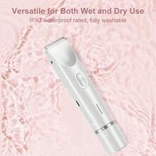 多功能剃须刀可充电电动脱毛修剪器，男女适用 - 双头剃须刀，带 USB 充电，干湿两用，无痛，400mah - 白色 - 查看 5