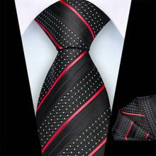 2pcs/Set 8cm Wide Striped Necktie & Pocket Square, High-Quality Classic Fashion Business Casual Tie Set, Men's Wedding Accessories, Family/Christmas/Party Gifts
