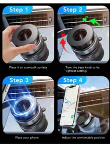 360° Rotating Magnetic Phone Stand, Foldable & Telescopic, ABS Material, Non-Waterproof, Perfect For Car, Shower, Travel, Gym, Smooth Mirror - Adjustable And Rotatable Stand, Phone Holder | Modern Phone Stand | Adjustable Stand PS:Only Suitable For Installation And Use In Locations With Smooth Surfaces Compatible With IPhone, Android Phone, Gift For Birthday, Family, Friends Car Accessories, Car Phone Holder