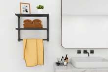 Toalleros De Hotel Para Baño Montado En La Pared, Estante De Toallas Para Baño De 3 Niveles, Barra De Toalla Negra Mate De 16 Pulgadas Con Estante - Multicolor - View 7