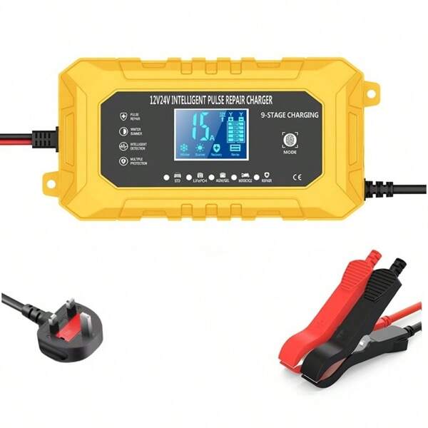 RJTianye 12V 15A 24V 8A Intelligentes Erhaltungsladegerät für Auto Batterie, 12V Batterieerhaltungsladegerät geeignet für KFZ, LKW & Motorrad Blei-Säure Batterie und Lithium-Eisenphosphat Batterie