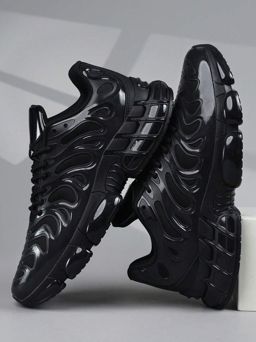 Men's Shoes Stylish Men Sports Shoes Lace-Up Shoes Men's Sneakers Personalized Black Street Casual Shoes - Black - View 1