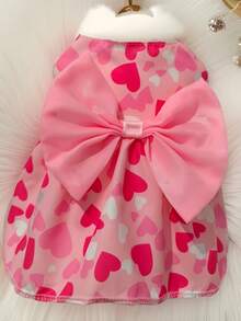 Vestido de perro con corazón rosa, regalo de San Valentín | Lazo no desmontable, cinta cómoda | Adorable vestido de cachorro para fiesta, XS-XXL - Ver 10