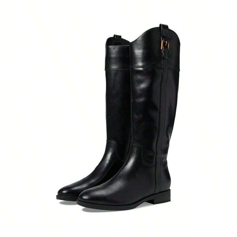 Vionic Phillipa Boot Women's Black Leather Zipper Round Toe Knee High KHD1463 - màu đen - Xem 1