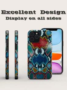 1pc Fashionable UV Printed Snake Skin Pattern PU Leather Phone Case, Shockproof With Transparent Design, Suitable For IPhone 11/12/13 Pro/14/15 Plus/16 Pro Max, Dual-Layer TPU Protective Cover, Multi-Colors