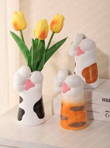 1 pièce Vase en résine avec patte de chat 7 cm x 14 cm, convient pour la décoration intérieure, le jardin extérieur, le balcon, le salon, la salle à manger, l'affichage, applicable pour la vitrine du centre commercial, la décoration de la table à manger, la maison, le rebord de fenêtre, le restaurant rapide, fournisseur de au détail