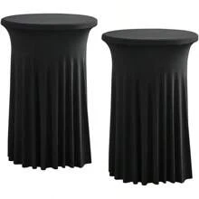 Set de 2 manteles redondos de 32x43"/24x43" de estilo elástico y ajustado en spandex para bares, pubs, bodas, fiestas, banquetes y cumpleaños