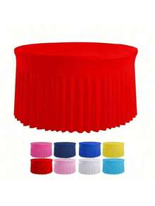 1/2 Pcs 60 Inch Round Elastic Tablecloth, White Table Cover For Wedding, Party, Graduation, Easter Birthday Banquet And Restaurant Decor