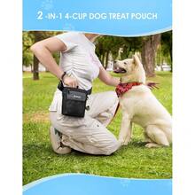 New-15  Dog Treat Pouch  Silicone Snack Bag, Front Pocket Fits All Phon, 4 C Treat Bag  Training Clicker, E Stronr Magnetic Closure, 3 Ways To Wear Walking Fanny Pack (Gray) - 灰色的 - 查看 6