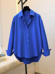 Chaqueta casual de mujer de ajuste holgado, con cuello vuelto y manga larga