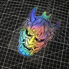 1 件般若波罗蜜多佛教面具汽车贴纸，防紫外线激光贴纸，恶魔全息材料贴纸，日本 JDM 风格适用于电动汽车、摩托车、车窗玻璃，防水装饰贴纸 - 均碼 - 查看 4