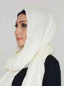 3 buc/set femei culoare solidă eșarfă musulmană încrețită eșarfă hijab casual set