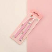 1 set di pinzette in acciaio inossidabile a colori macaron, dritte e piegate, per fai da te, scrapbooking e applicazione di ciglie