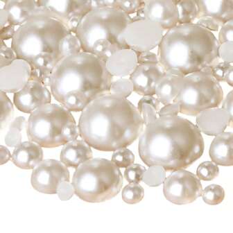 混合尺寸 2-10 毫米 1100 件 20 克 AB 多色仿半圆形珍珠平底 ABS 塑料珠适用于艺术 DIY 珠宝工艺品