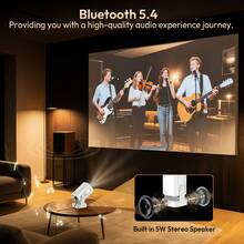 XGODY Gimbal 5 Pro 350ANSI Brightness Smart Projector Beamer, 180° Rotation Portable Projector, Native 1920*1080P Support 4K,Built In Android 11.0 And Wifi 6 & Wireless BT 5.4 ,1GB RAM+8GB ROM Storage, 180° Angle Adjustment Automatic Keystone Correction And Automatic/Electronic Focus Home Cinema Theater In/Outdoor Video Projector For Halloween Christmas New Year'S Birthday Gifts