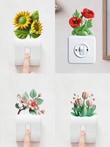 1/2/3/6 pièces Autocollant d'interrupteur de style INS, Autocollant de décoration d'interrupteur de lumière à fleurs fraîches, Convient pour la décoration murale du salon et de l'entrée. Autocollant décoratif adhésif pour la décoration de la chambre, des pièces, pour la décoration d'Halloween, d'automne, de la salle de classe. Autocollant amovible