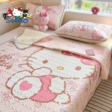 Sanrio 1set Sanrio Hello Kitty Cartoon Print Cooling Mat - Soft, Breathable Latex, Foldable & Portable Summer Bedding For Bedroom, Guest Room, Apartment, Hostel - Machine Washable Polyester Mat With Cute Kitty Design, Breathable Mat | Cartoon Print Mat