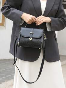 新款时尚经典百搭单肩包，复古简约顶部提手手提包，纯色斜挎包，PU 皮革女包，小众设计，适合城市通勤、日常购物、约会、外出