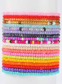 1/20/5 Pcs Bohemian Style Rice Bead Anklet Summer Beach Vibe, Ideal Gift For Mother's Day, School Opening Season, Graduation Season, Halloween, Christmas, Beach & Ocean Themed Occasions, And As A Present For Friends, Rich In Colors, Shipped With Random Beautiful Hues.