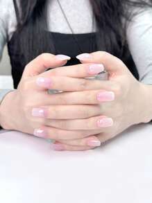 20 pièces/set Autocollants de vernis à ongles en gel semi-durci avec design French Tip, gel UV longue durée et facile à poser/retirer