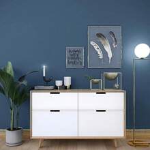 1 卷自粘纯色壁纸，蓝色卧室装饰墙纸，防水防油墙贴，适用于墙壁、护墙板、桌面、桌子、宿舍、卧室、客厅、厨房橱柜墙贴墙面装饰客厅装饰 - 藍色 - 查看 8