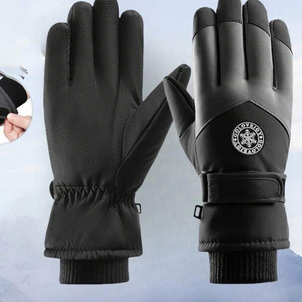1 Pair Professional Ski Gloves, Unisex Winter Long Thick Warm Windproof Waterproof Touchscreen Outdoor Snowboard Cycling Gloves