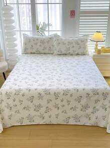 1pc Soft Skin-Friendly Printed Bedsheet, Modern Rectangular Fashionable Minimalist Design For Children/Double Bed, Available In Multiple Sizes, Suitable For Bedroom, All Seasons