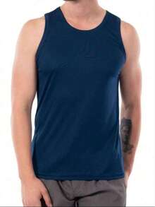 Men's American Style Ribbed Knit Tank Top - Màu xanh hải quân - Xem 2