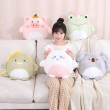 Ensemble de couverture et oreiller en peluche imprimé animal de dessin animé, compagnon de sommeil pour dortoir de fille, coussin de canapé pour bureau et maison (ensemble en pack)