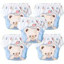 5pcs Children's Training Pants, Breathable Leak-Proof Baby Learning Pants, Washable Diapers, Infant Potty Training Pants, Newborn Training Pants, Reusable Baby Cloth Diapers, Suitable For Boys And Girls - Multicolor - View 19