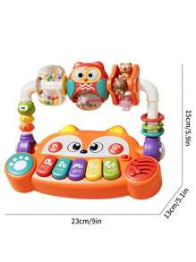 1pc Baby Fox Electronic Piano Toy, Multifunctional Early Education Intelligent Musical Toy, Suitable As Baby Gift (Color & Expression Pattern Random)