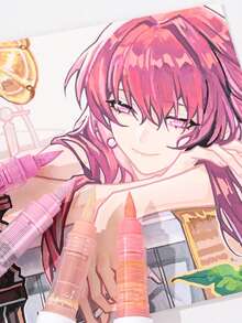 96/192/240色朗格丙烯马克笔，直接液体绘画专用马克笔，附赠布袋和礼盒，丙烯颜料笔套装，学生可使用美术绘画工具进行艺术创作，画笔可叠加颜色而不漏墨，返校季礼物，送给学生和朋友的礼物，圣诞节和新年礼物 - 彩色 - 查看 9