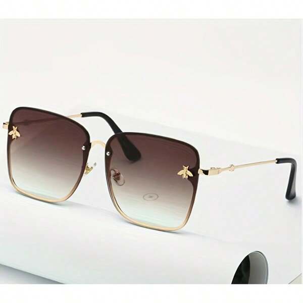 Gafas de moda con diseño de abeja sin marco cuadrado, estilo clásico europeo