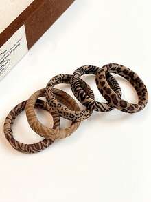 10pcs Leopard Print Versatile Thick Elastic Hair Ties, Hair-Friendly (Random Color), Hair Tie ,Hair Accessories, Ponytail Holders, Hair Elastics, Hair Rubber Bands ,Animal Print ,Gym Sport Outfit ,Hair Rope Head Accessories Elastic Band Holiday Accessories,Travel,Birthday - Multicolor - View 2